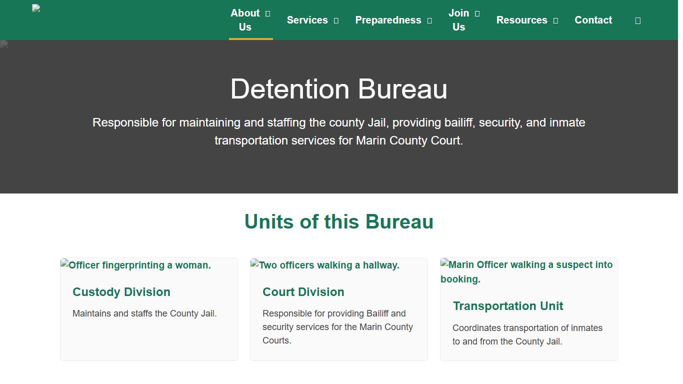 Detention Bureau Marin County Sheriff