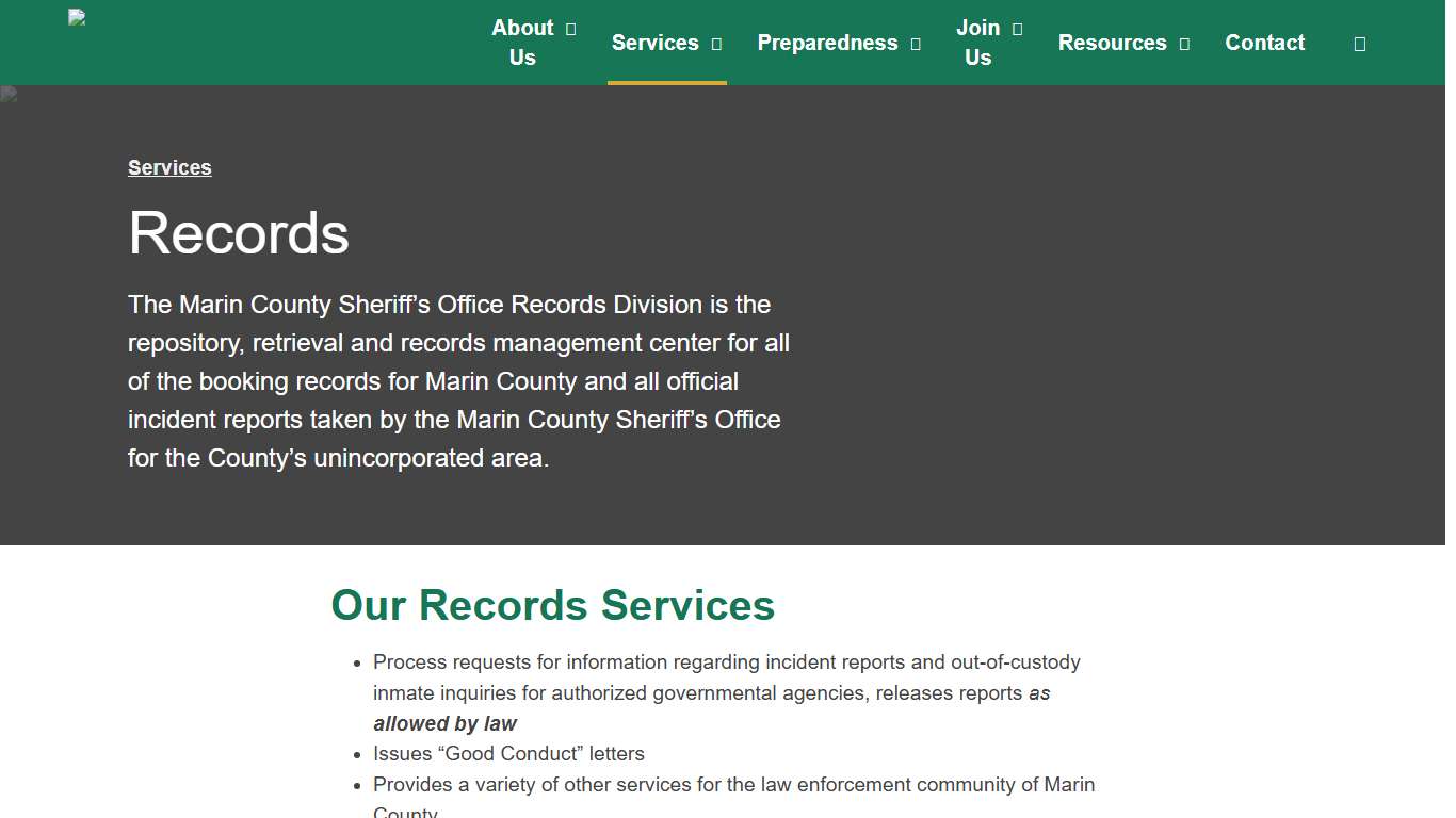Records Marin County Sheriff